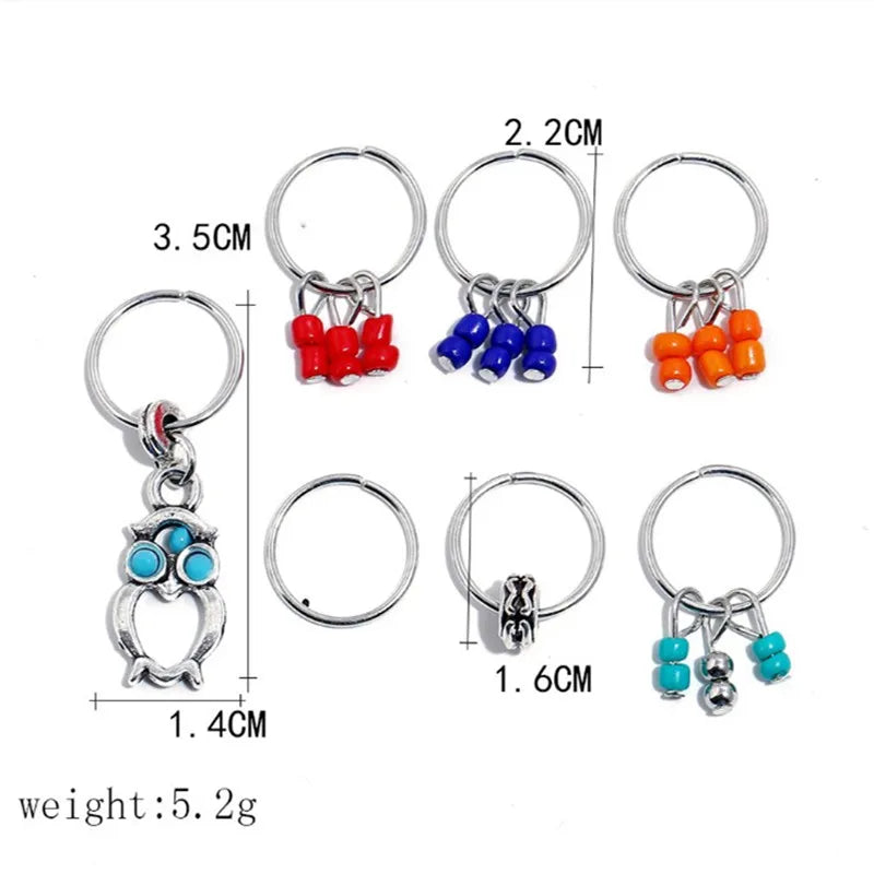 5-10pcs/set Hair Braids Tools Hair Accessories Personality DIY Pendant Coin Ring Leaves Pendant Rings Decor Braiding Hair Braids Quake 7pcs NO.42