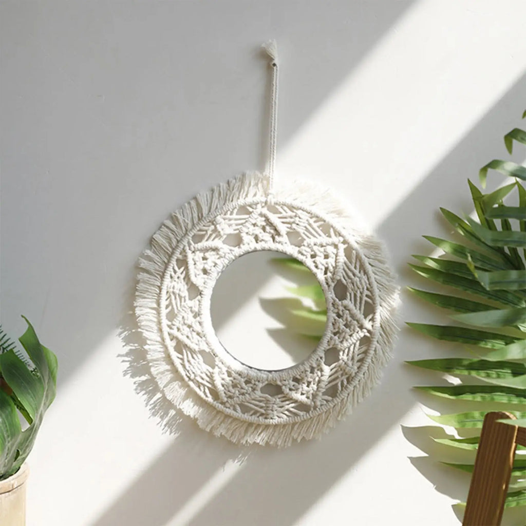 Boho Mirror Decor Decorative Mirror Hanging Wall Mirror,Wall Decor Mirror for Living Room,Apartment,Bathroom Office Entryways Quake