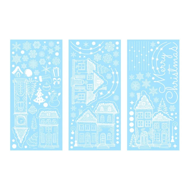 White House Christmas Window Stickers Christmas Snowflakes Shopping Mall Window Decorations Glass Electrostatic Stickers Quake