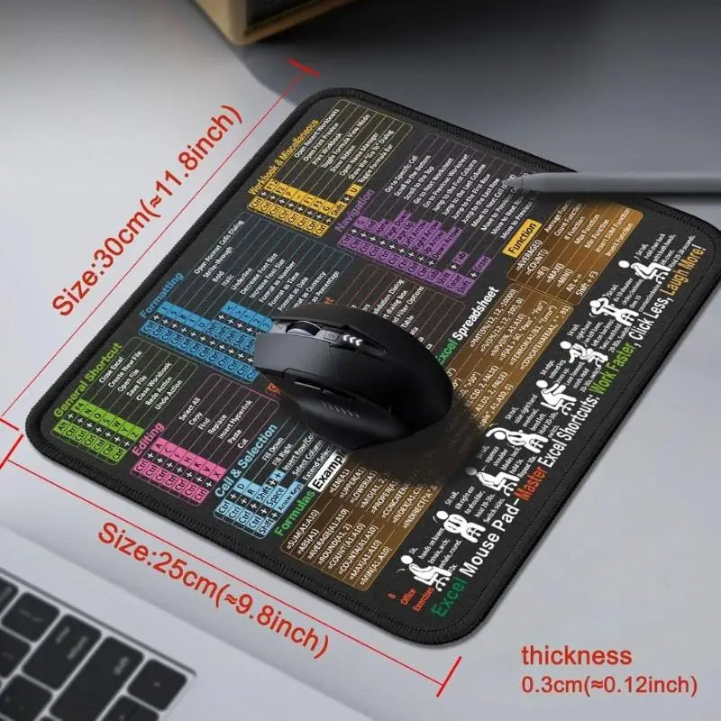 Excels Shortcut Mouse Pad 11.8x9.8Inch NonSlip Rubber Base Textured Surfaces With Stitched Edges For Office K1KF Quake