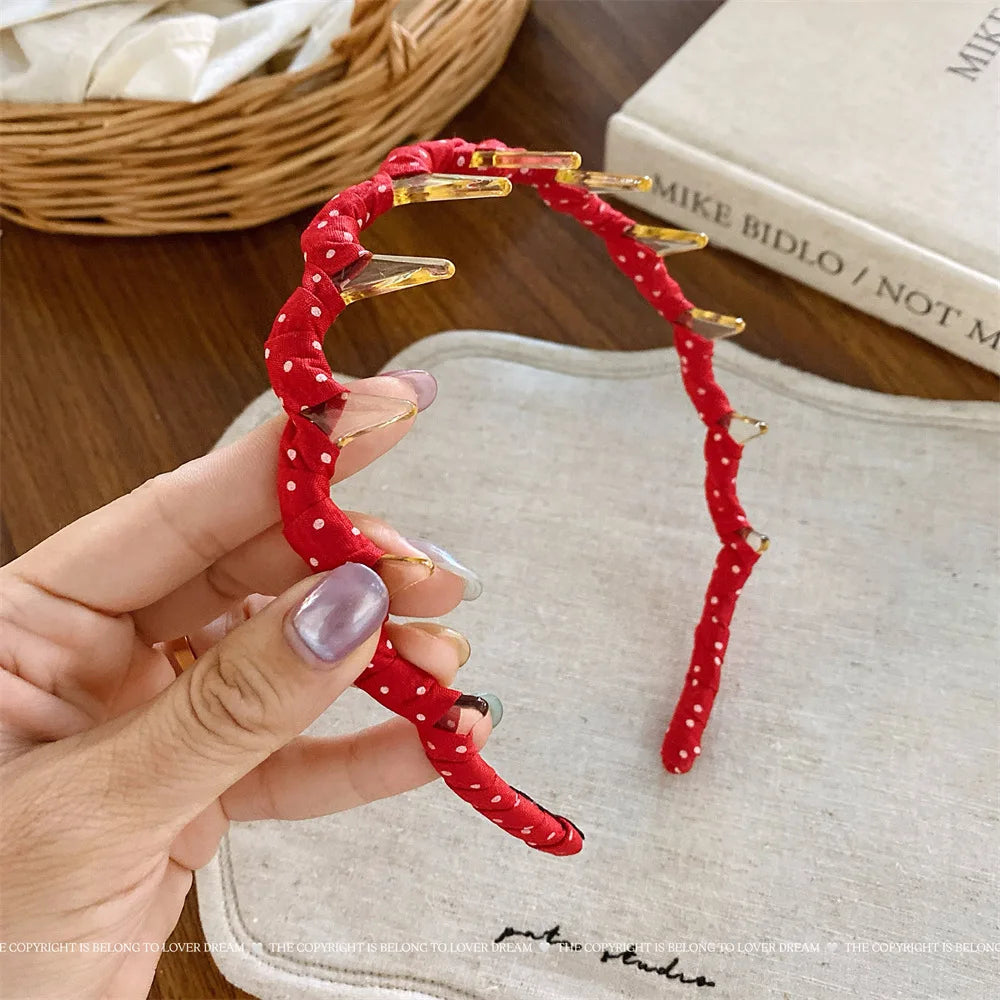 Retro Polka Dot Wave Headband Simple Korean Versatile Anti-slip Headband Sweet Elegant Women Hair Accessories Makeup Beauty Tool Quake