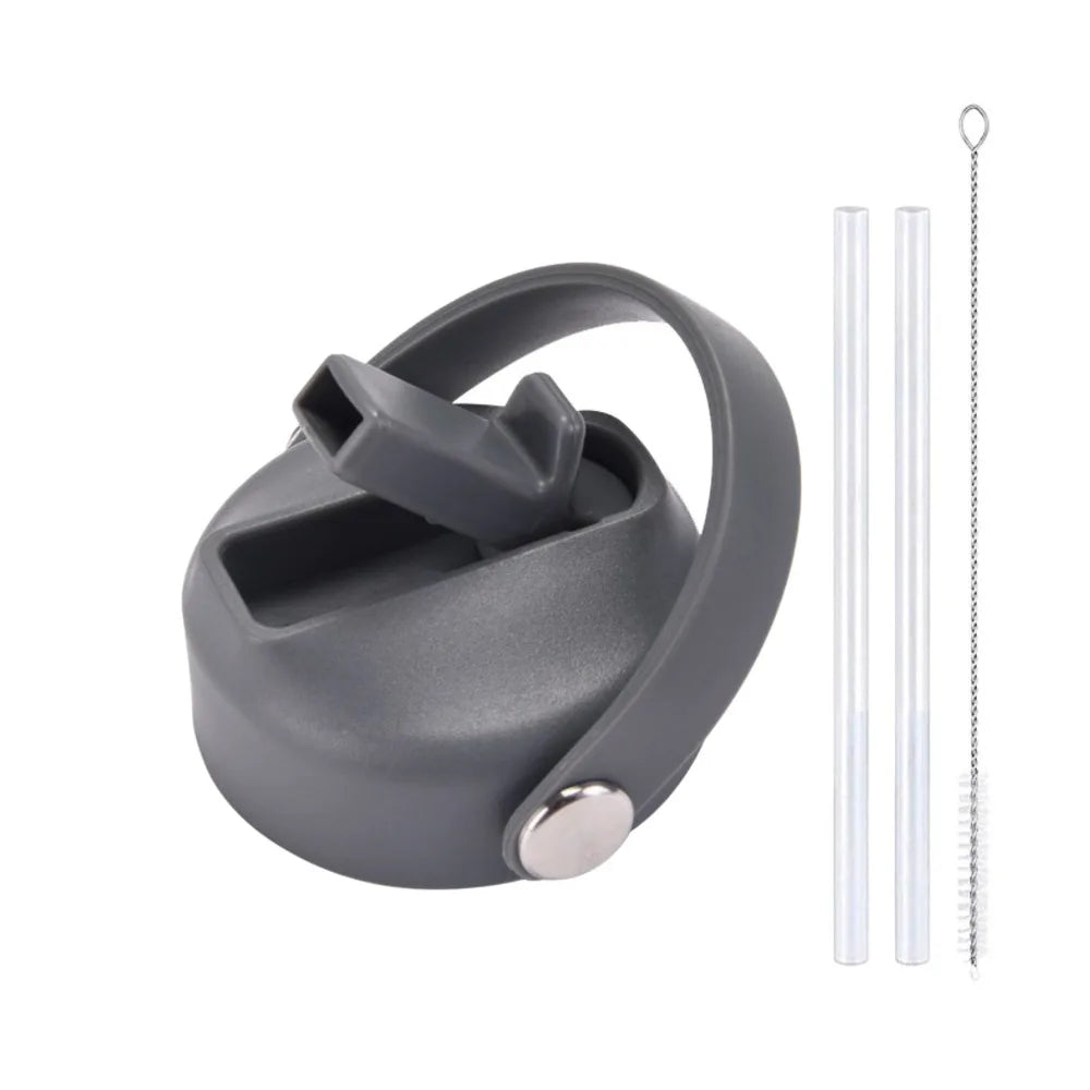 PP Plastic Cup Lid Splash Spill Proof With Big Handle Vacuum Bottle Replacement Lid Wide Mouth Bottle Cover Quake 8