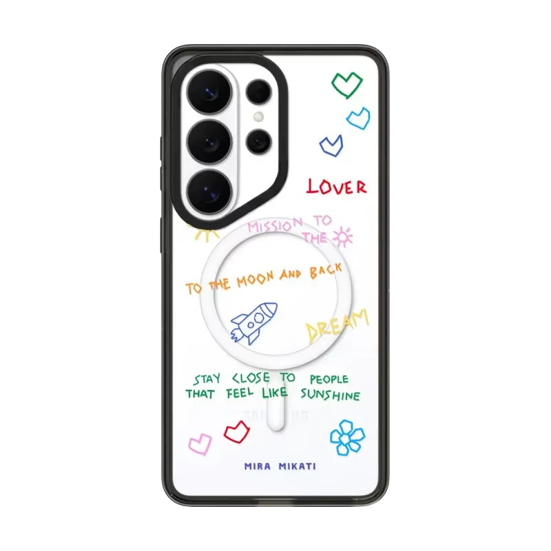 Over Thinker Rocket Pattern Acrylic Magnetic Case: Compatible with Samsung Galaxy S23 U S24U S25 S26 Ultra S25+ S26 Plus Shell Quake Acrylic (MagSafe) 6 for Galaxy S23 Ultra