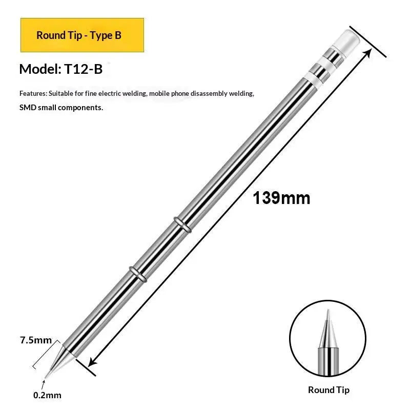 1Pcs T12 Multiple Styles Integrated Soldering Iron Tips Fast Heat Conduction Easy Tinning For DIY Electronic Repair Projects Quake T12 B