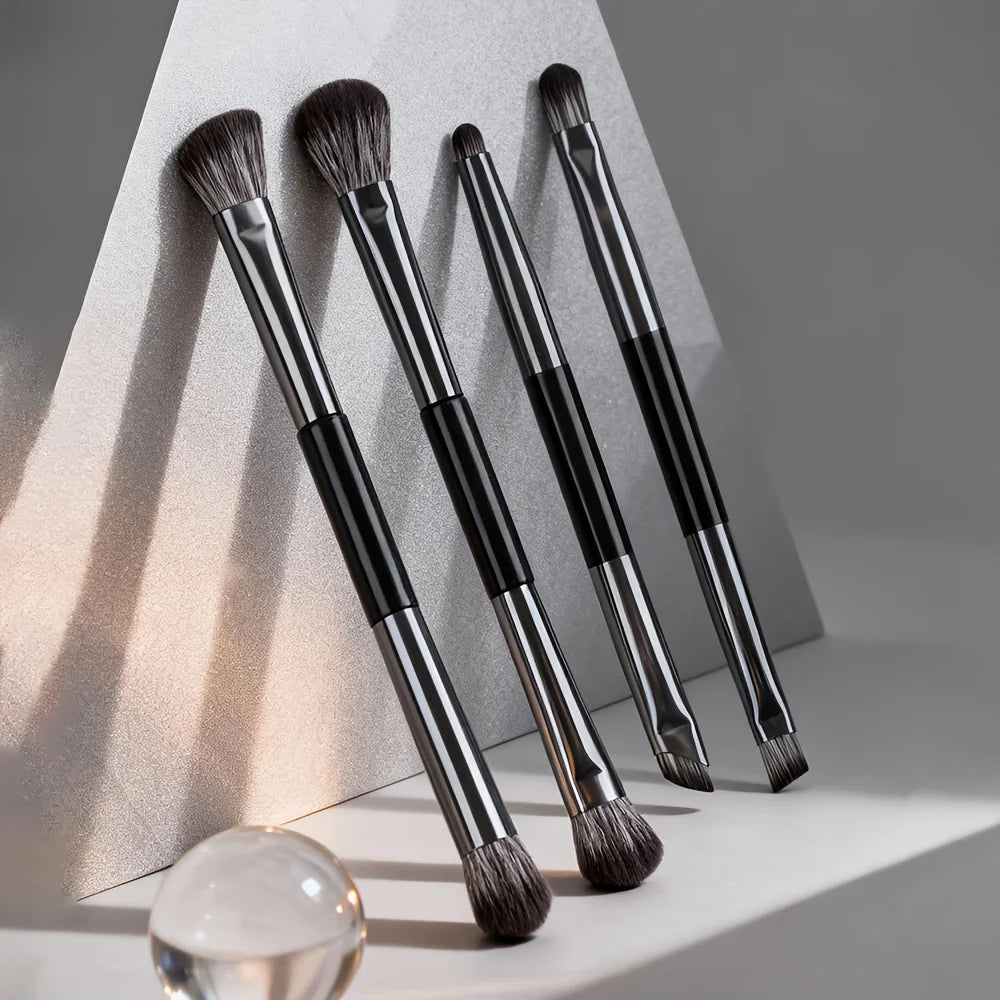 Portable Double-Ended Makeup Brush Set with Mirror Quake