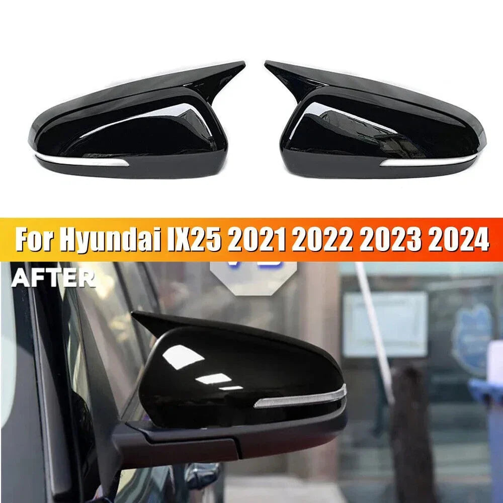 For Hyundai IX25 2021-2024 Car Sticker Rearview Side Mirror Cover Wing Cap Exterior Door Rear View Case Trim Carbon Fiber Look Quake
