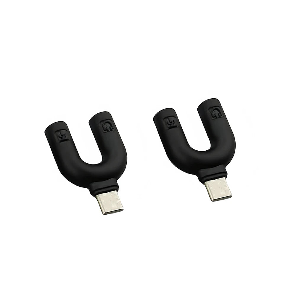 Type-c Headphone Mic Splitter Adapter U-shaped Type-c 1 To 2 Audio Splitter Adapter for Mobile Phone,Computer,Laptop,Speaker Quake 2pcs black