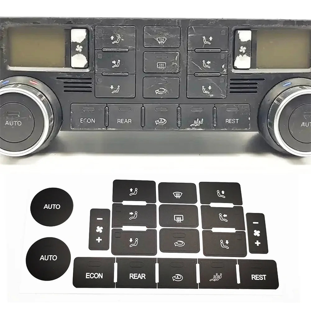 AC Panel Button Overlay Sticker for Touareg 2004 2005 2006 2007 2008 2009 Vinyl Repair Decal for Climate Controls Quake
