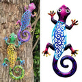 Metal Gecko Wall Decor Art ing Ornaments Backyard Porch Lawn Fence Decor Quake Blue A