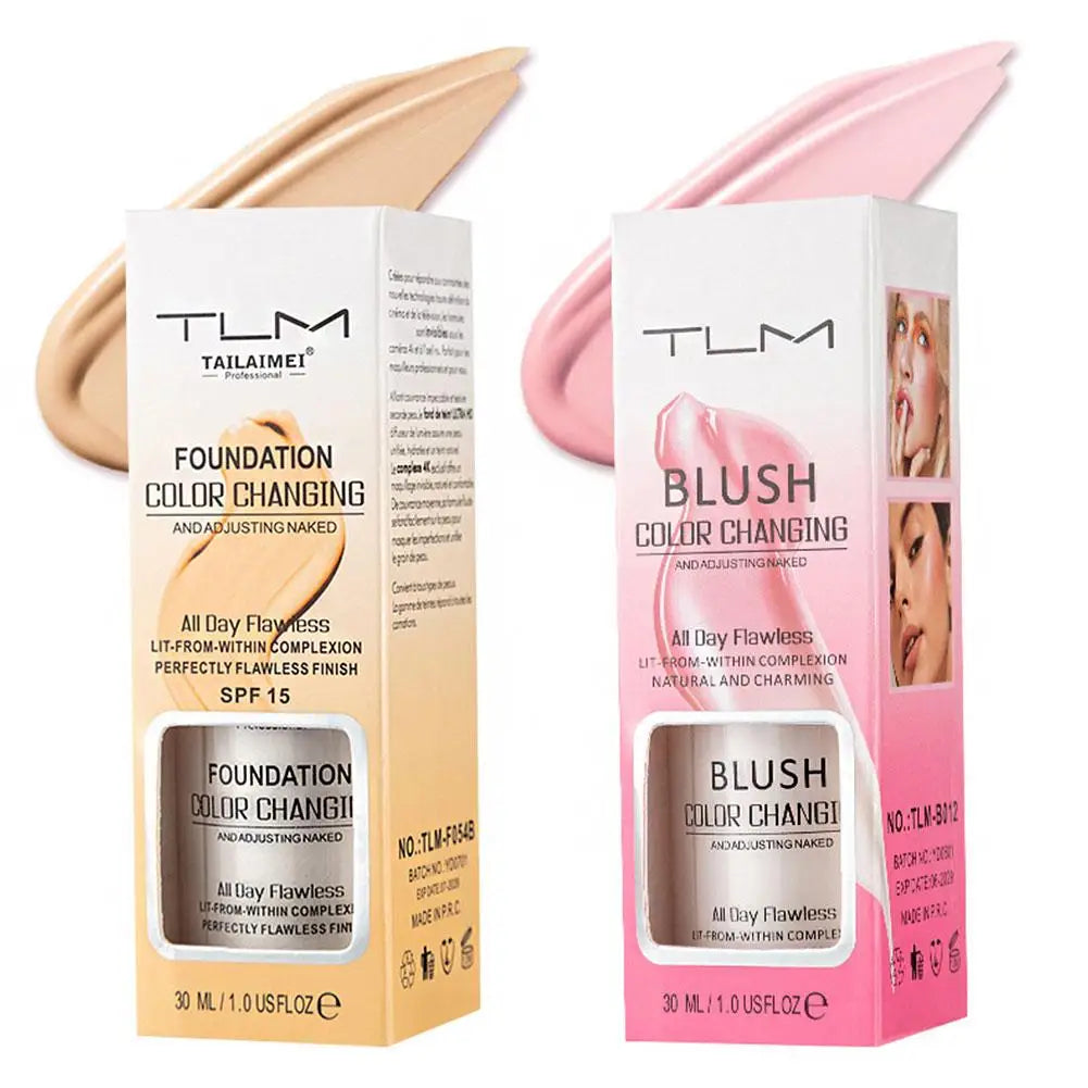 Warming Blush Liquid Foundation Temperature Color Changing Foundation, Naturally Blends Moisturizing Foundation Base Makeup 30ml Quake