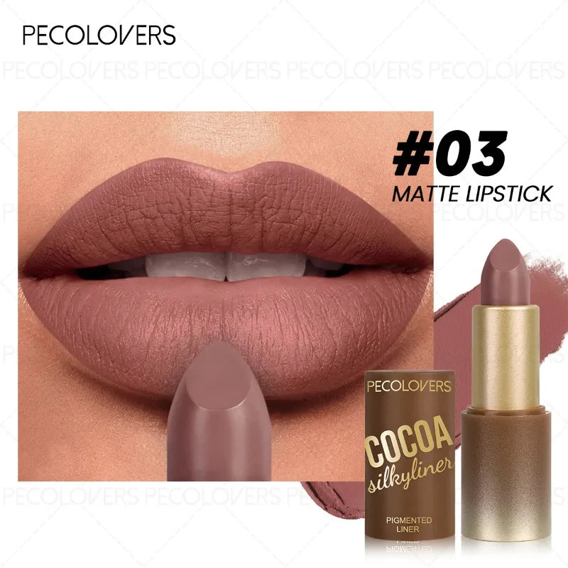 1 Pcs Velvet Matte Lipstick, Reddish Brown Deep Berry Brown, Non-sticky Texture, Waterproof Long-lasting, Lip Gloss Lip Liner Quake 03