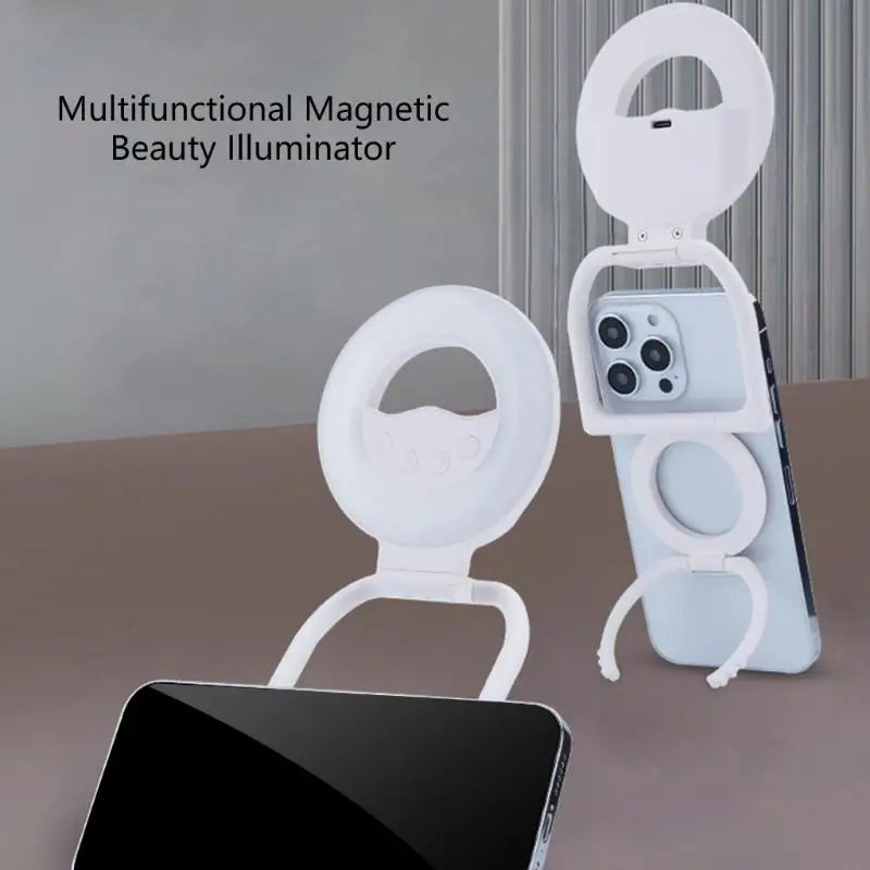 Phone Light with Kickstand for Phone 16 15 14 13 Rechargeable Selfie Vlog Live Streaming Rings Light Foldable K1KF Quake