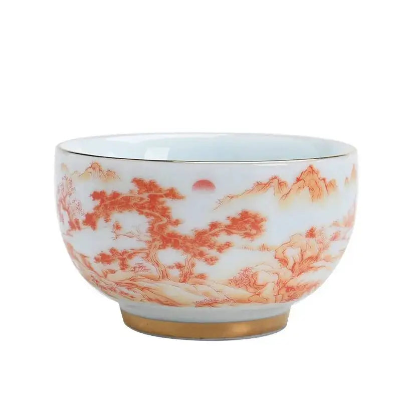 Gold Plated Master Cup Sheep Fat Jade Tea Cup Tasting Cup Personal Kung Fu Teacup Drinking Teacup Quake