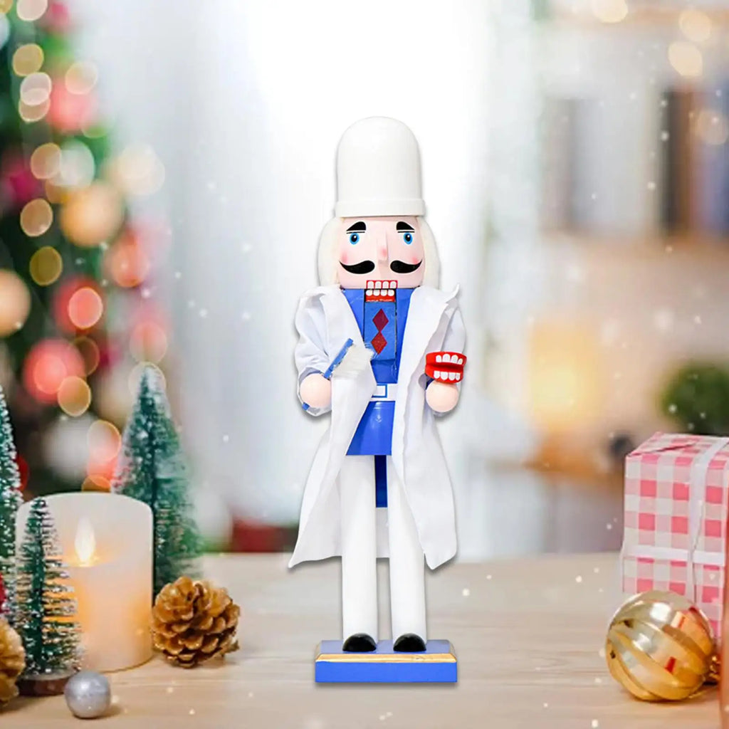 Christmas Nutcracker Decoration Wooden Nutcracker Figurine Decorative Desktop Ornament Home Decor for Party Favors Festival Quake