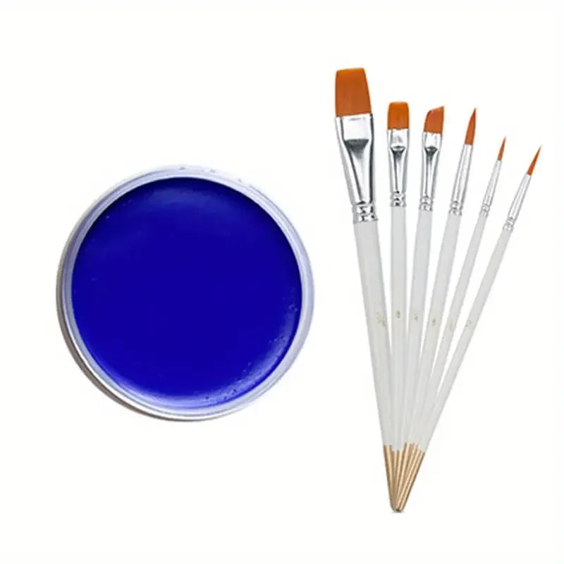 10g Face Paint Oil Body Painting Halloween Makeup Face Painting Stage Makeup Waterproof Body Paint With 6 Brushes Quake Bule 6 Brushe