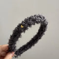 Winter Fleece Plush Headbands Retro Woolen Knitting Hair Band Women Girls Temperament Versatile Hair Hoop Christmas Accessories Quake gray