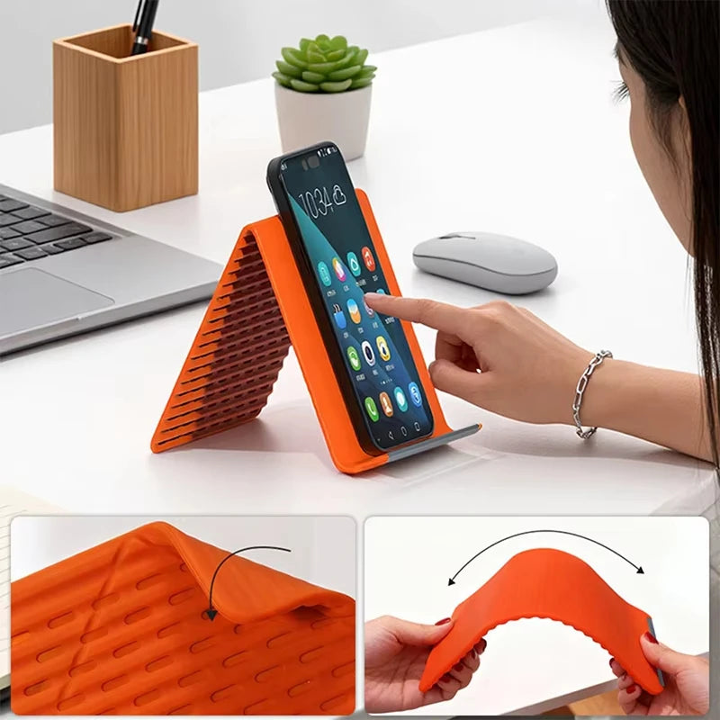 Portable Foldable Silicone Phone Holder Bendable Freely into Any Shape Multi-Angle Adjustable Stand for Mobile Phone Quake