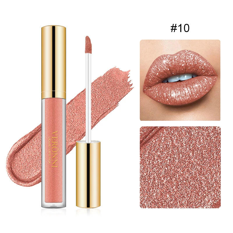 10 Colour Diamond Shimmer Lip Gloss Set,Glitter Shimmer Makeup Long Lasting lipsticks Makeup, Smudge Proof Lip Glaze Valentine's Quake 10
