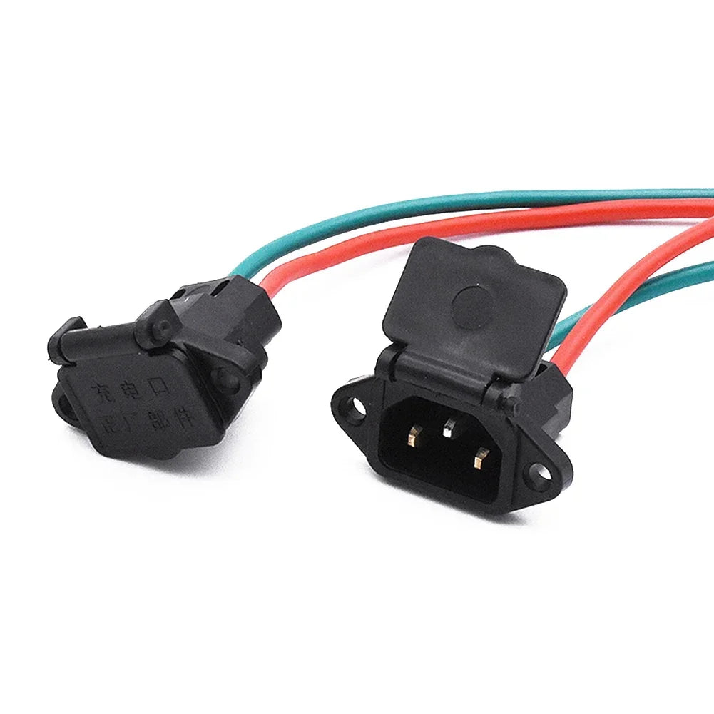 1x E-bike Plug Socket Charger Electric Scooter Vehicle Charging Socket E-bike Car Plug Cable Wire Connector Three Hole Socket Quake