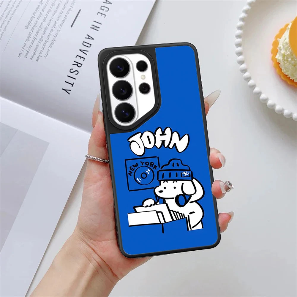 Blue Background New York Dog Mirror Surface Magnetic Phone Cover for Samsung Galaxy S23 S24 S25 S26 Ultra S26+ Plus Case Quake