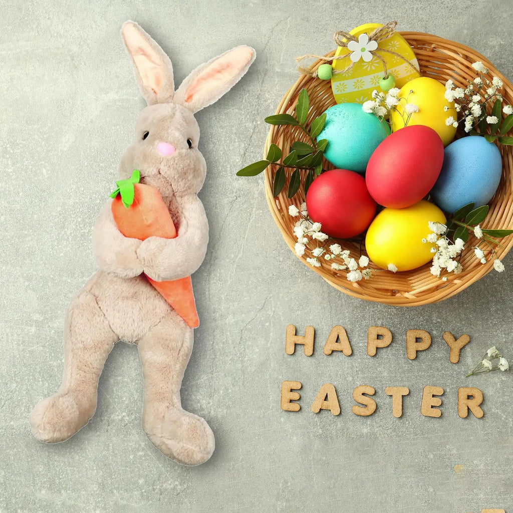 Easter Bunny Tree Topper Ornaments Decoration Plush Doll for Home Party Supplies Basket Stuffers Festival Toddlers Kids Table Quake