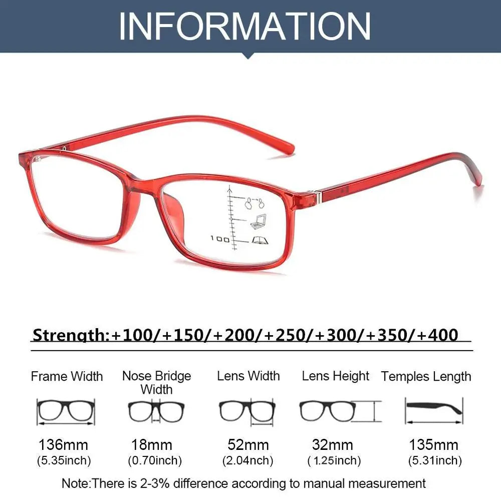 Anti-Blue Light Progressive Multifocal Reading Glasses Men Women Eye Protection Readers Eyewear Optical Presbyopia Eyeglasses Quake