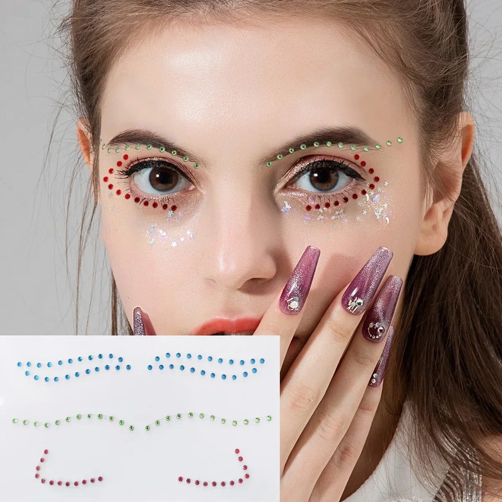 3D Face Gems Jewels Sticker Shiny Face Decoration Rhinestones Sticker Festival Body Art Decoration Diamond Music Festival Tattoo Quake