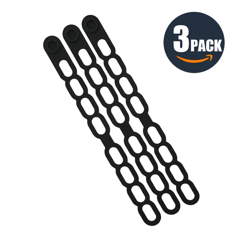 1Pc Stretchable Silicone Lid Strap Splash-Proof Leak-Proof Reusable Fixing Band Safe Material for Dishes Quake 3Pcs black