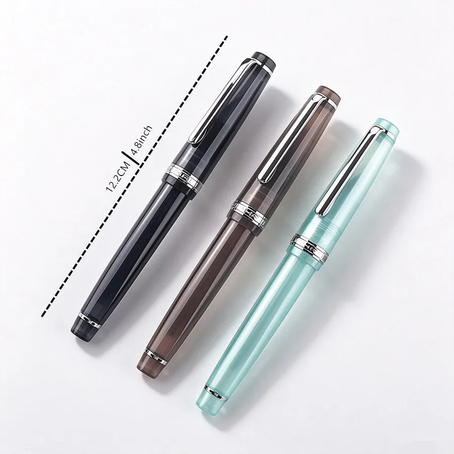 Jinhao 82 Light Cyan Resin Fountain Pen Silver Metal Nib Retro Smooth Writing Ink Pen With Denim Pen Sleeve Stationery PK 59 Quake