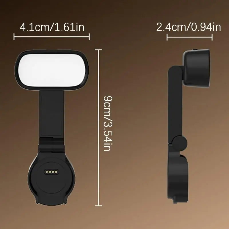 Mini Camera Fill Light with Folding Hinged Arm and Mount, Adjustable Warm Neutral Cool Tones for Front Recording, Desktop Video Quake