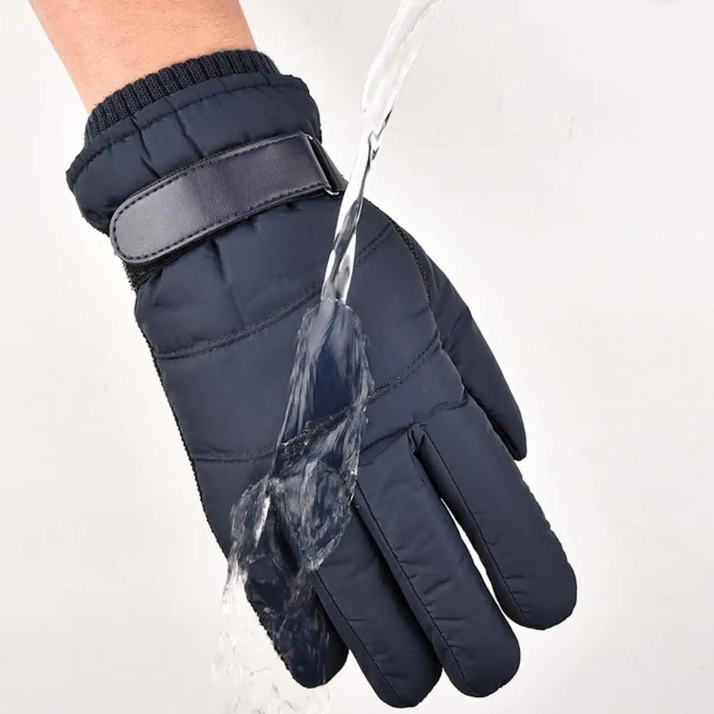Winter Outdoor Gloves Adjustable Full Finger Thicken Plush Lining Men Women Windproof Cycling Gloves Ridding Quake