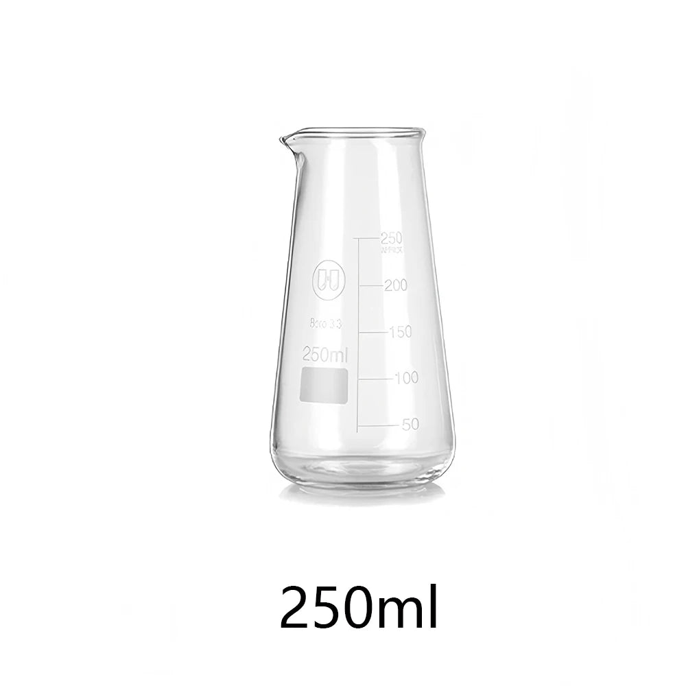 YWDL 250ml/500ml High Borosilicate Glass Beaker Graduated Measuring Cup Conical Coffee Server Pitcher for Lab Kitchen Baking Quake 250ml