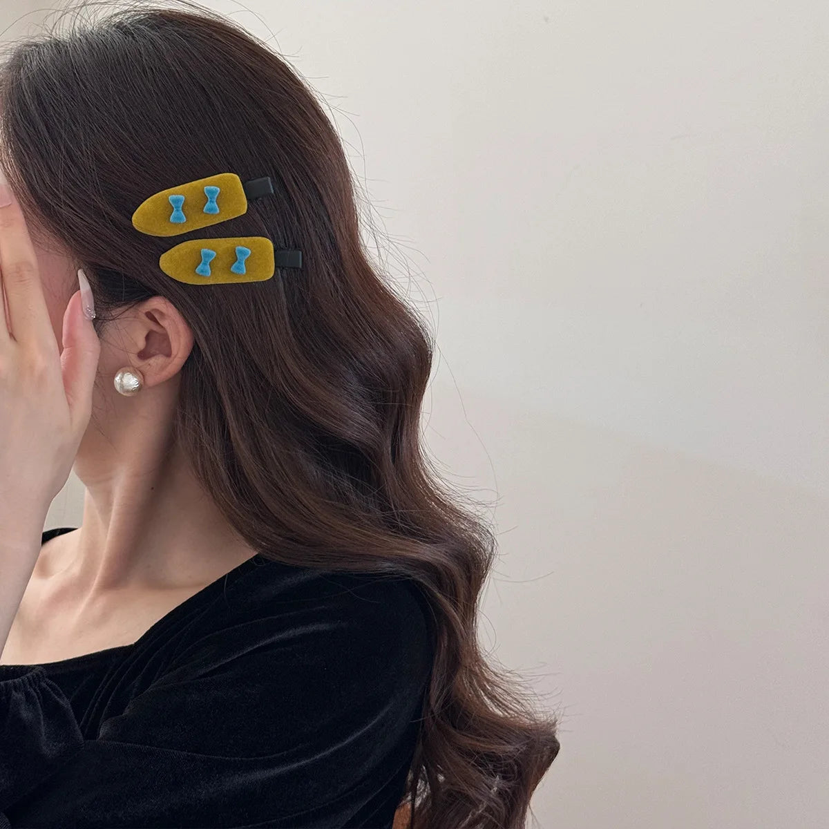 Velvet Bow Hair Side Clip Sweet Exquisite Bangs Hairpin Seamless Broken Hair Clip Temperament Edge Clip Hair Styling Accessories Quake