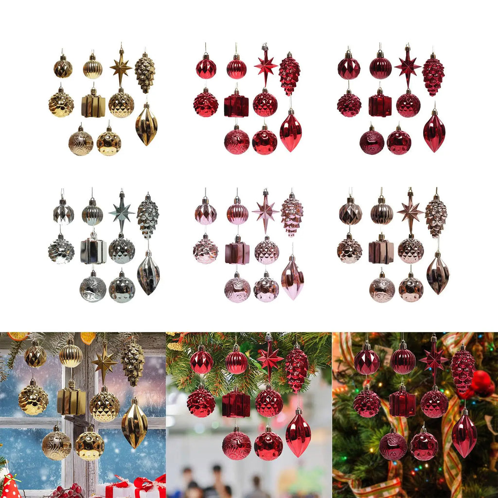 10 Pieces Christmas Tree Ball Ornaments Hanging Shatterproof Xmas Small Pendants for Celebration Birthday Party Decorations Home Quake