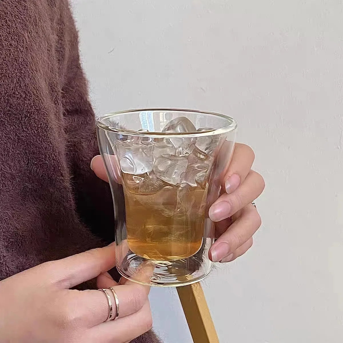 YWDL 1/2/4pcs Clear Double Wall Glass Cup Breakfast Mug High Borosilicate Glass Insulated Coffee Tea Cup Tea Drink Cups Quake