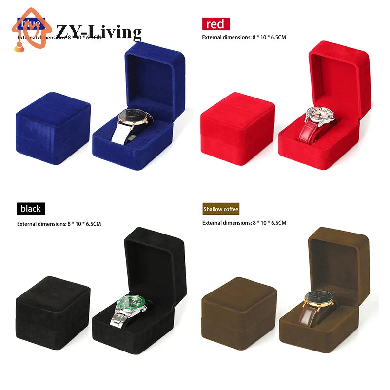 1Pcs Watch Box Fashion Velvet Round Corner Smartwatch Clock Storage Case Jewelry Accessories Business Packaging Boxes Quake