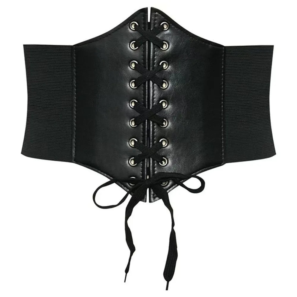 Wide Corset Waist Belt Elastic Design Slimming Waistband Strap External Wear Decorative Waist Strap For Skirts Dress Top Clothes Quake Black