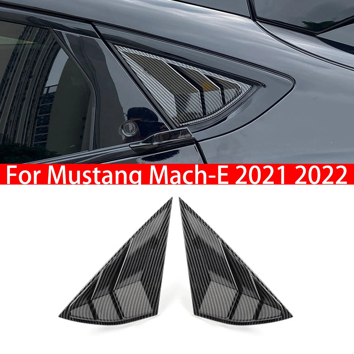 For Mustang Mach-E Mach E 2021 2022 Car Rear Louver Window Side Shutter Cover Trim Sticker Vent Scoop ABS Carbon Fiber Style Quake