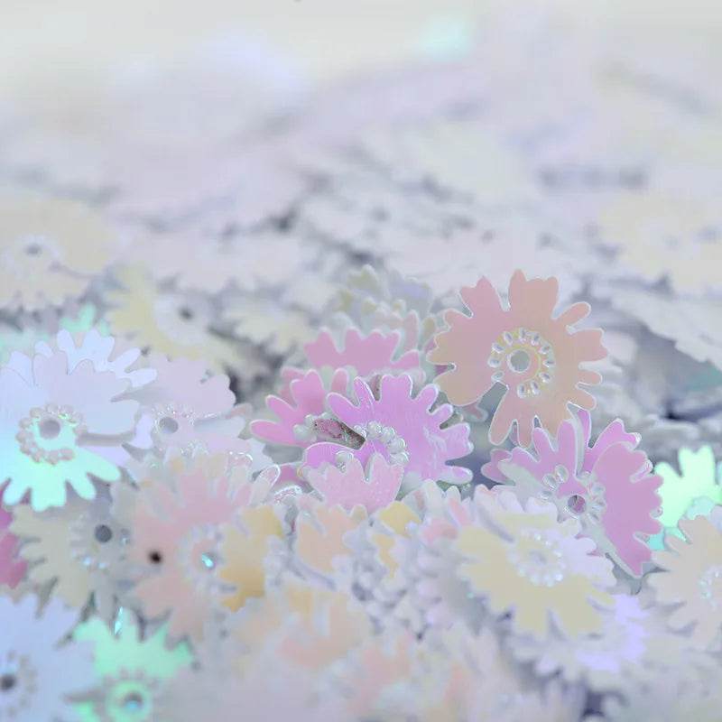 50g/500g PVC Paillette Sequins Daisy Flower Loose Colorful Lentejuelas for DIY Crafts Sewing Clothes Decor Manicure Accessories Quake 51 white 500g