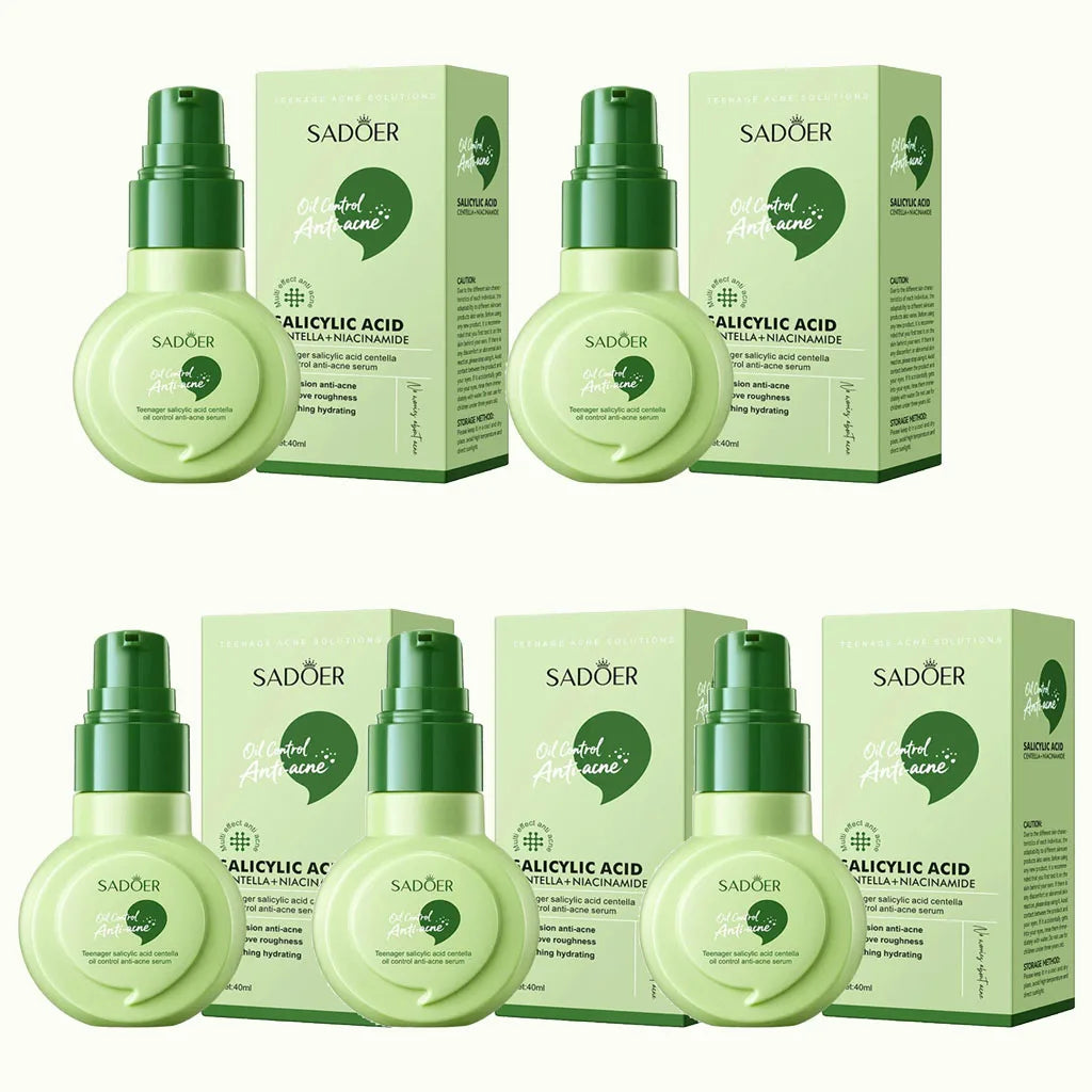 Salicylic Acid Anti-Acne Serum with Centella & Niacinamide – Pore Refining, Oil Control & Hydrating Facial Essence for Smooth Sk Quake 5PCS