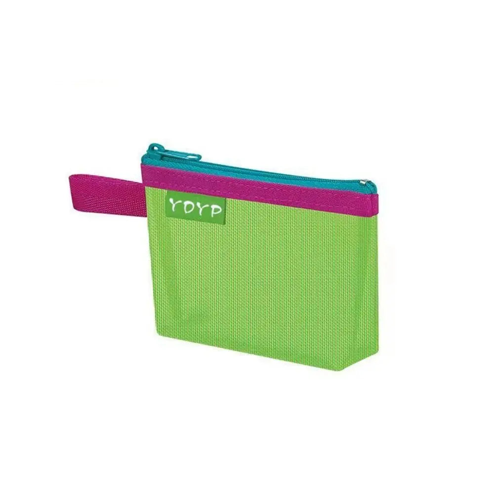 New Portable Zipper Pouch Transparent Coin Purse Mesh Storage Bag File Bag Cosmetic Bag Lipstick Bags Quake green-2