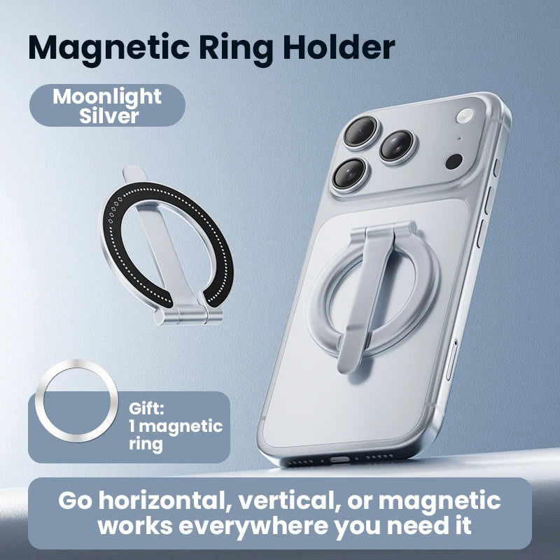 Ultra-thin Cell Phone Ring Holder Magnetic Ring Foldable Kickstand Magnet Grip Desktop Stand for Phone Quake Sliver