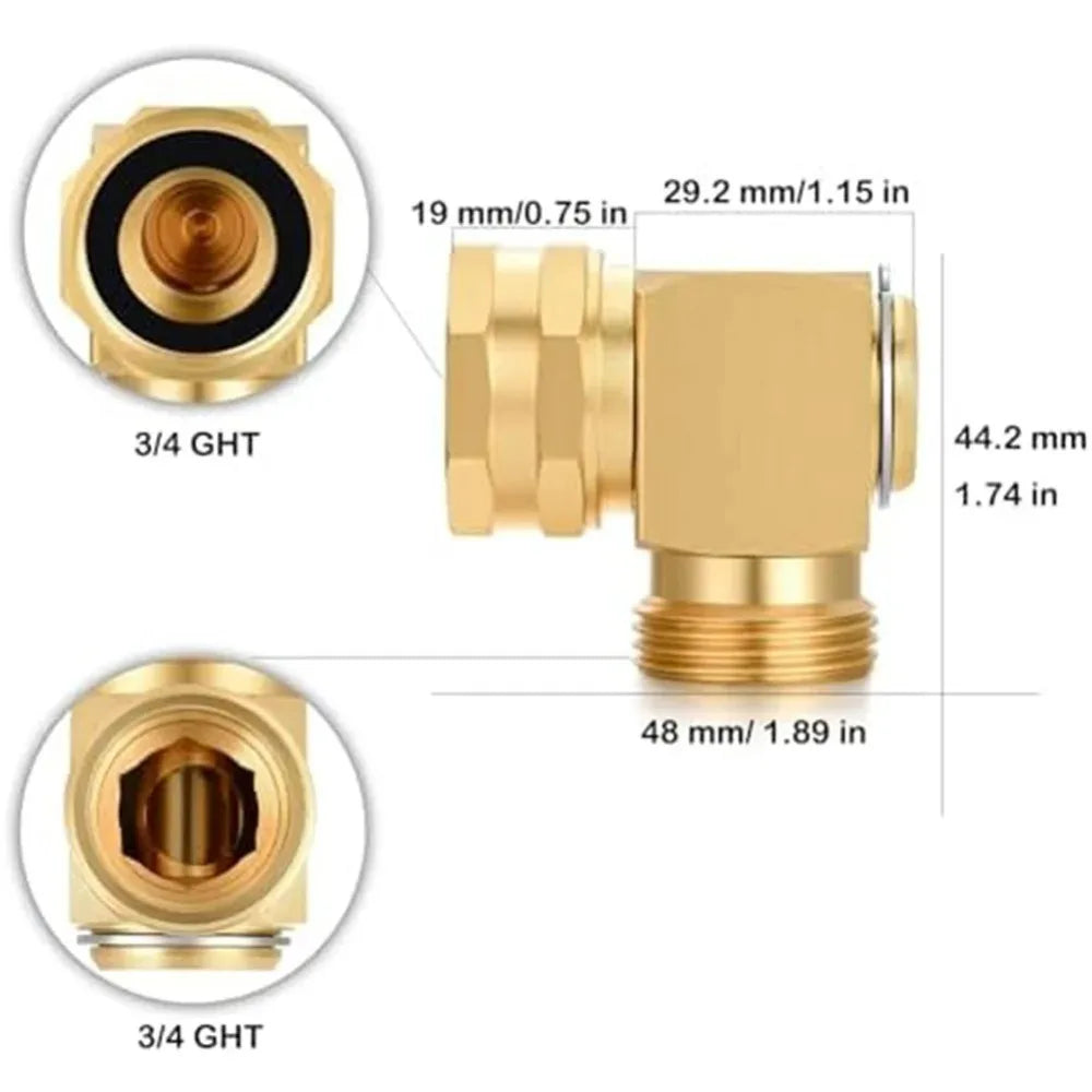 High Quality 90 Degree Hose Swivel Elbow Solid Brass Adjustable Hose Kink Protector Elbow Connector Quake