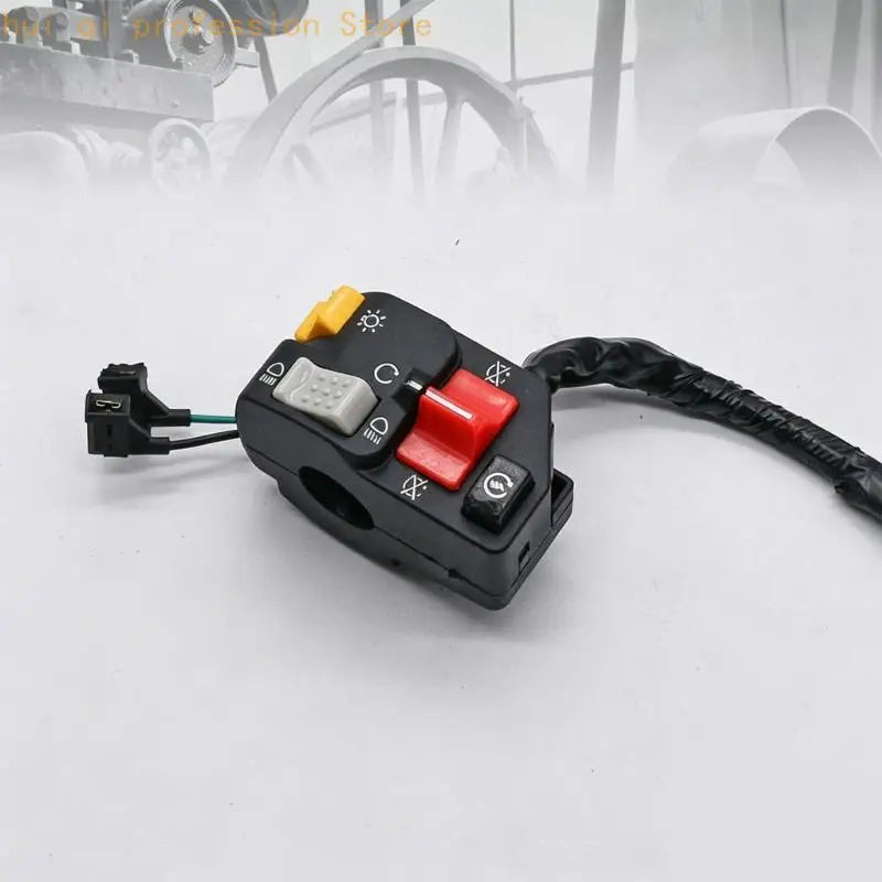 Replacement Motorcycle Control Assembly, Handlebar Start Control Unit with Integrated Harness and Terminal End, Part Reference Quake