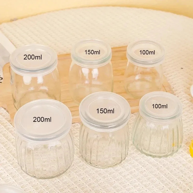 Yogurt Pudding Glass Jar Mini Mousse Drinking Bottle with Lid High Temperature Resistant Homemade Juicing Milk Storage Container Quake