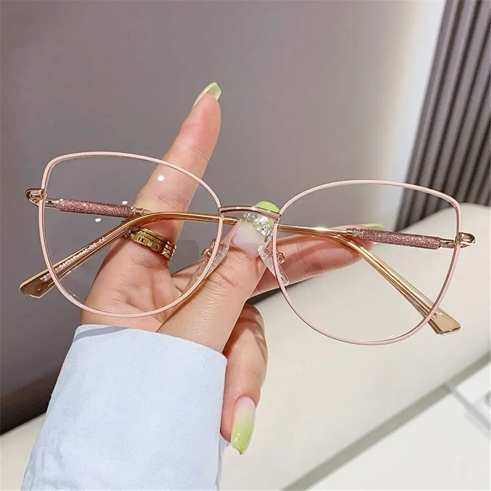 Fashion Vintage Cat Eye Computer Goggles Women Anti Blue Light Glasses Metal Frame Optical Glasses Trendy Office Eyeglasses Quake