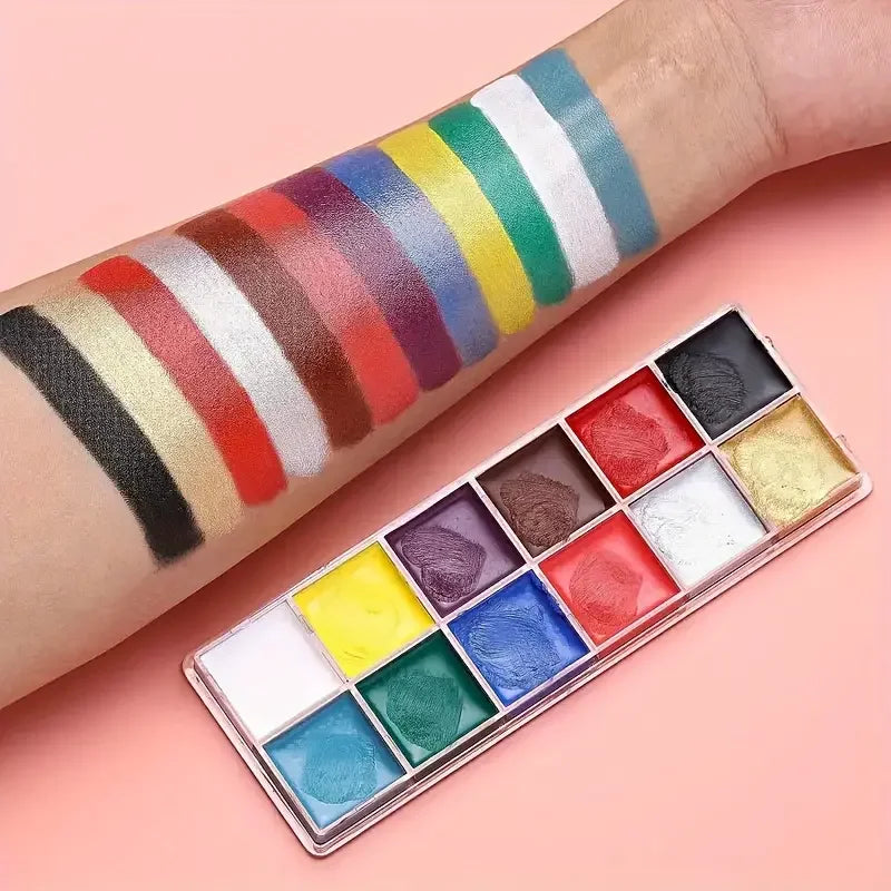 SFX Makeup Kit 12Color 42gFace Body Paint Stage Special Effects Halloween Wound Scar Wax Makeup Fake Scab Blood Spatula Paint Quake