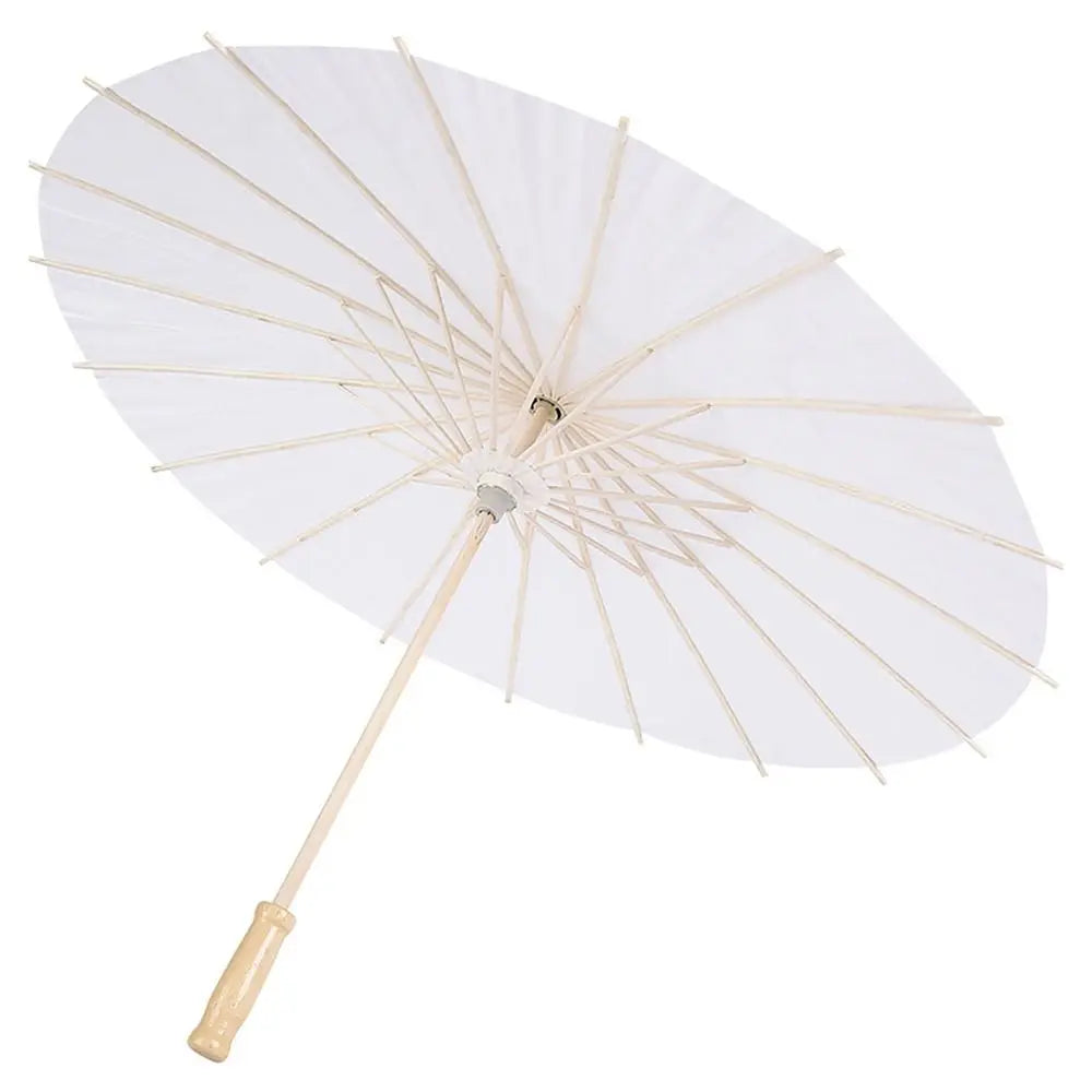 1Pcs Dia 20/30/40/60cm Paper Umbrella Traditional White Long-handle Painting Supplies Blank DIY Handmade Photography Prop Quake
