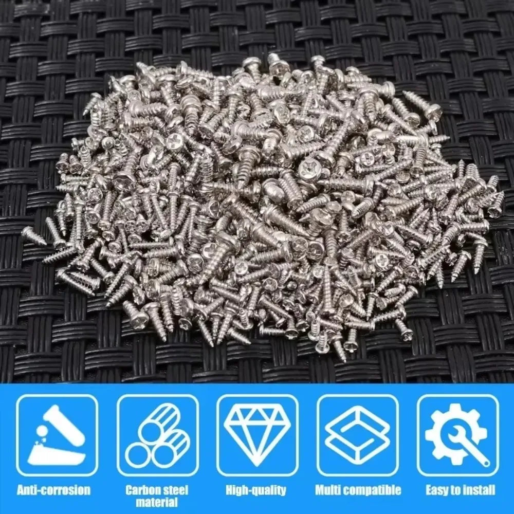 Micro Self-tapping Wood Screws Set M1/M1.2/M1.4/M1.7 Phillips Head Pan Screw Sunglasses Watch Car Electronic Repair Screws Kit Quake