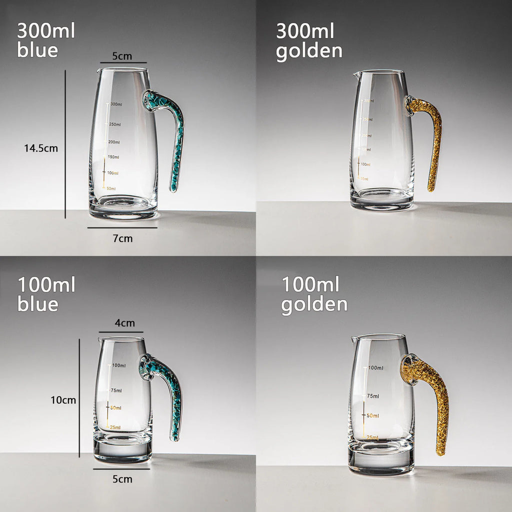 YWDL Lead-Free Crystal Glass Liquor Dispenser 100/300ml Measuring Pot Gold Foil Sake Small Wine Pot Container for Wine Bottle Quake